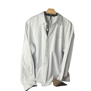 Hisdern paisley pattern men's size 2xl 18 1/2 white long sleeve shirt
